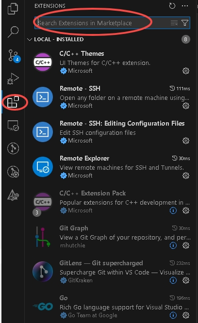 Visual Studio Code 插件市场界面